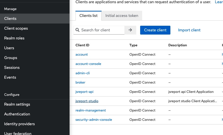 keycloak-clients-jsreport-studio